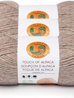 Lot Lion Brand Yarn 618154 Touch of Alpaca Yarn, Taupe Pack of 3 NEW!